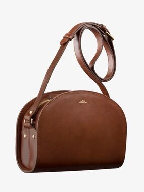 A.P.C. Sac Demi Lune Leather Crossbody Bag